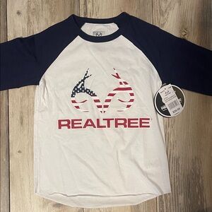 Realtree Patriotic Raglan Tee in White and Navy